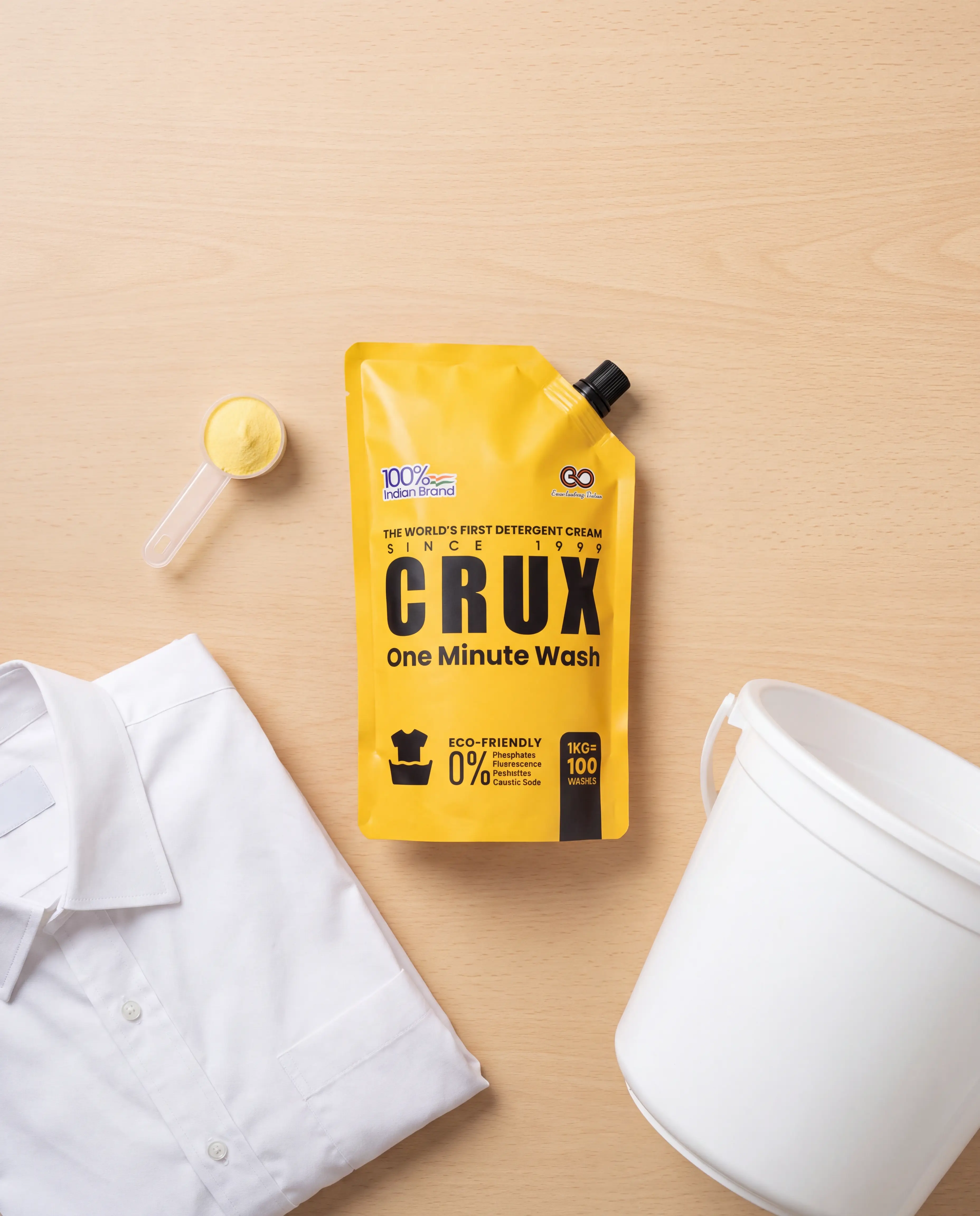 Crux One Minute Wash &mdash; garment soaking in solution, dirt lifting away