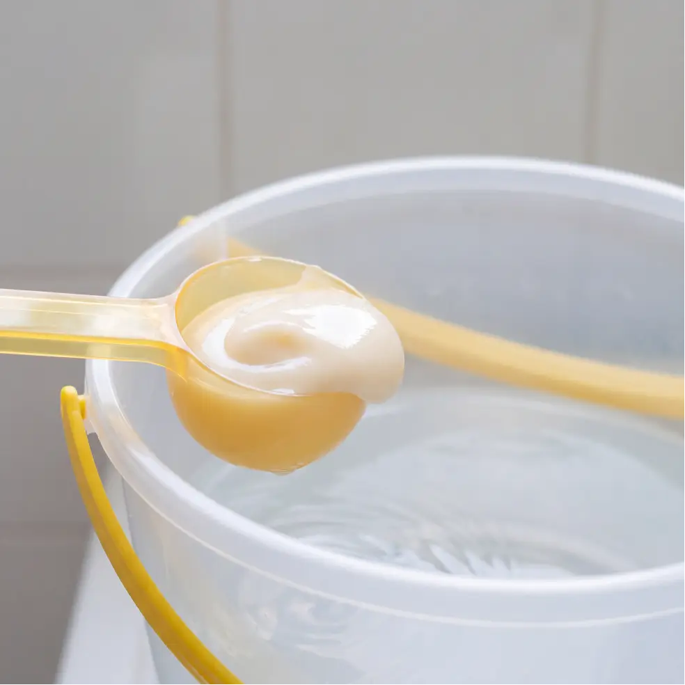 Add 1 spoon of Crux to a quarter bucket of water