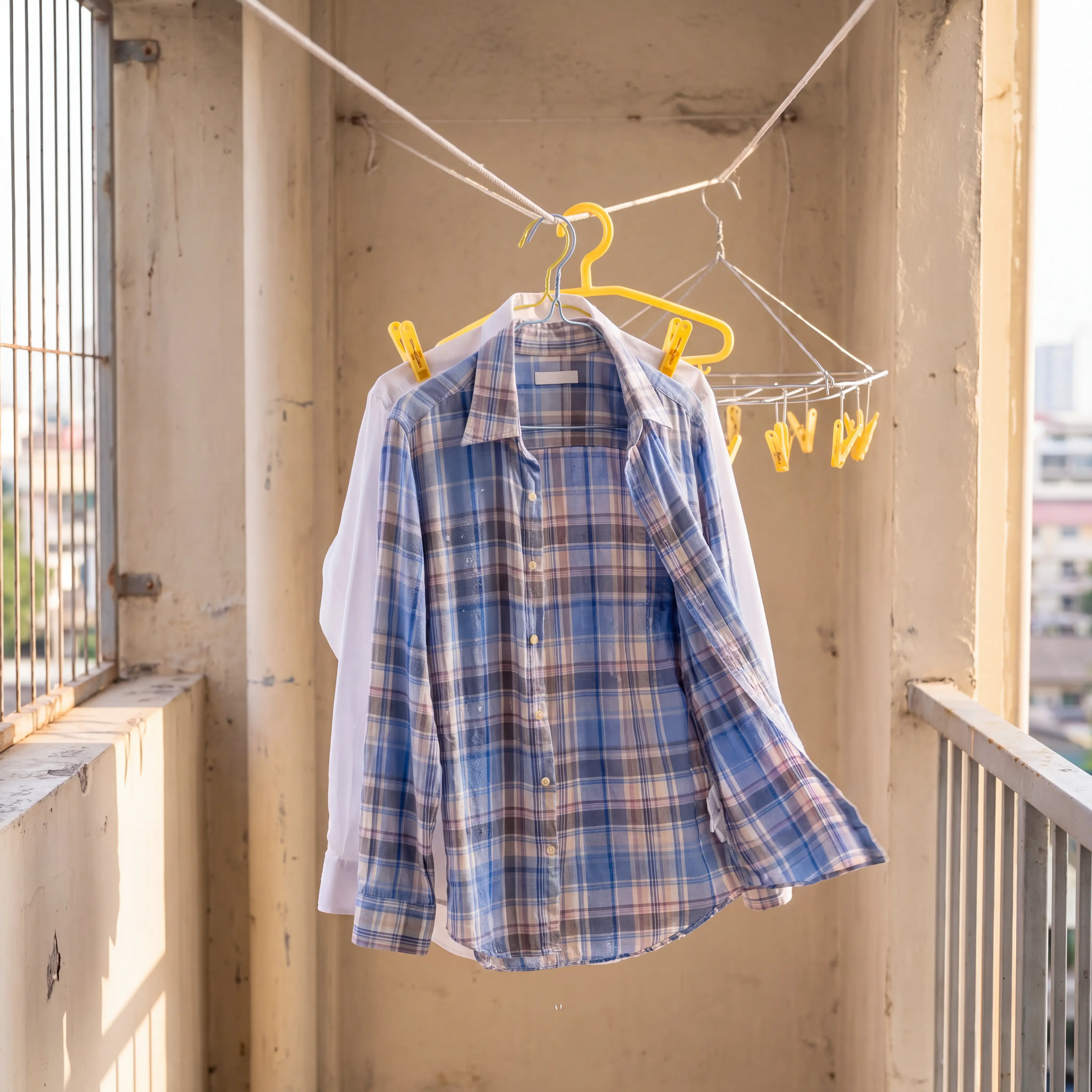 Clothes hanging to dry